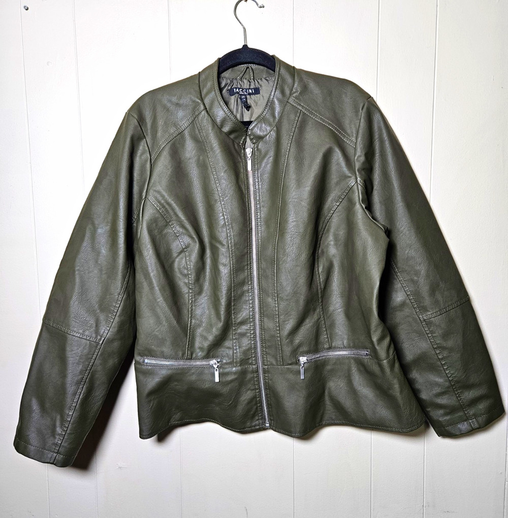 Baccini Women’s 2X Green Full Zip Lined Jacket w/ Zip Pockets Short Length Green